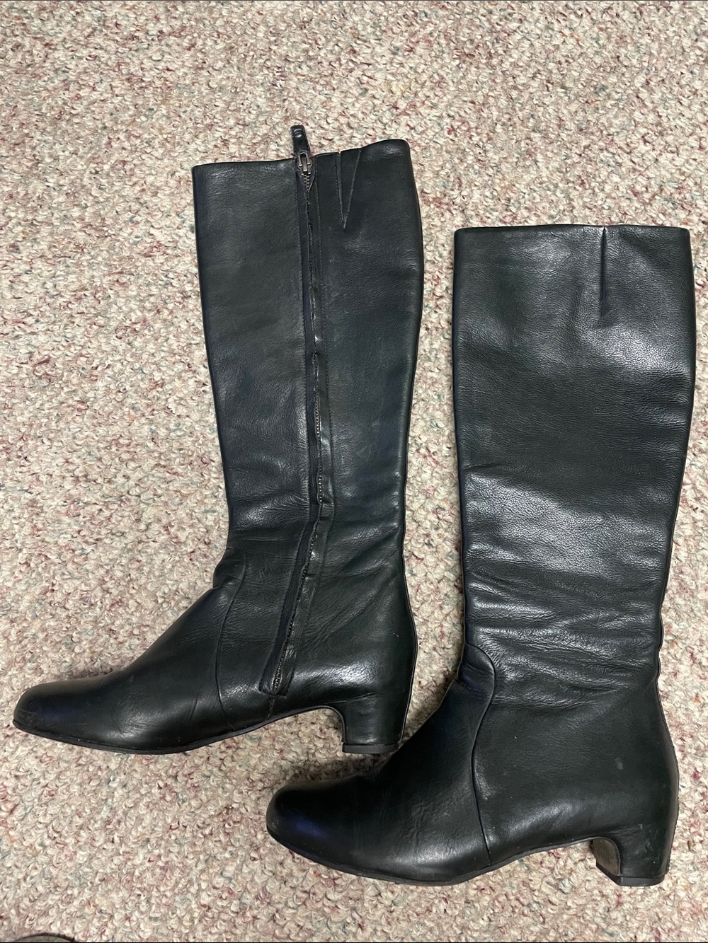 Eileen fisher Black leather Knee-High low heel Boots - Women's